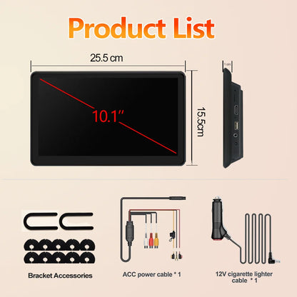 Dual 10.1" Car Headrest Screens with CarPlay and Lights