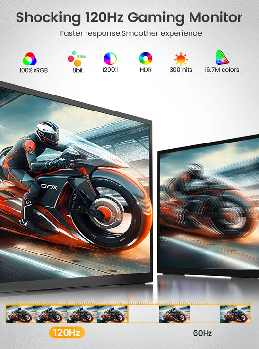 Portable 18.5” 1080p 120Hz Screen for Gaming & Work