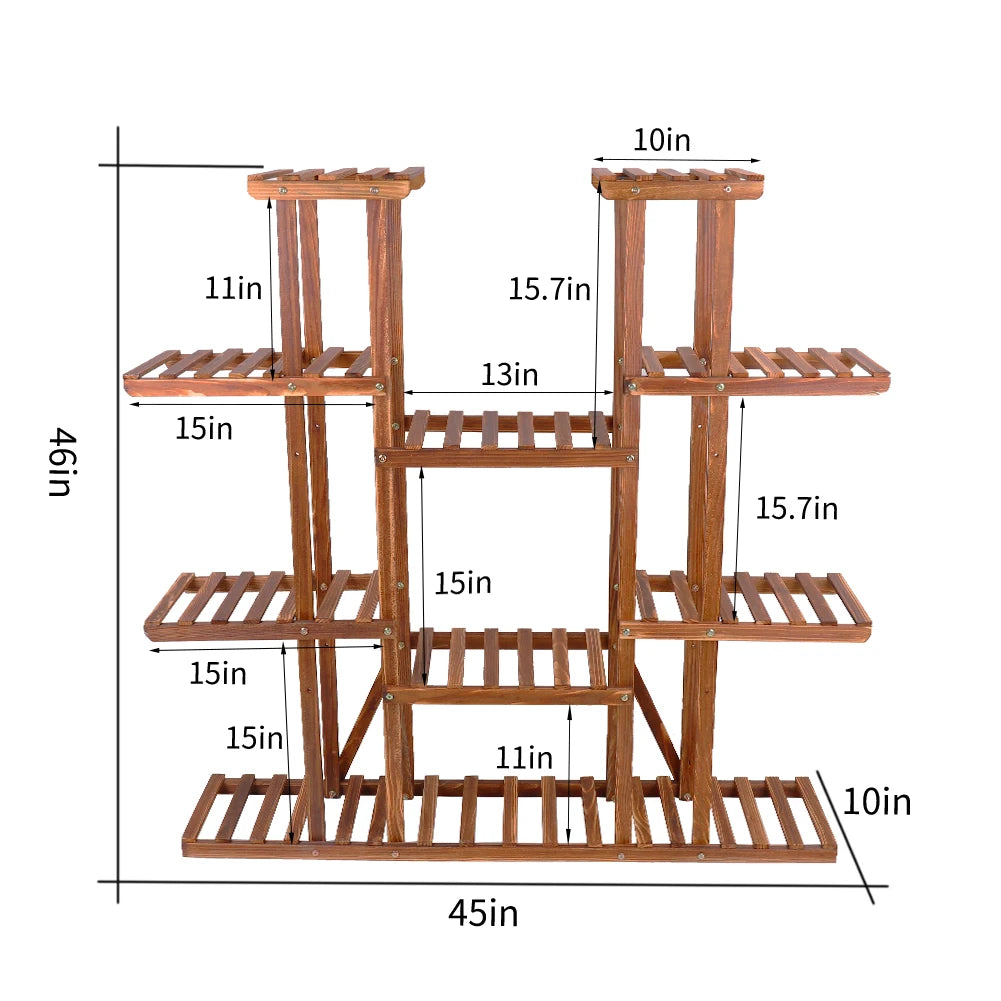 Portable Wooden Plant Shelf with Multiple Tiers and Height