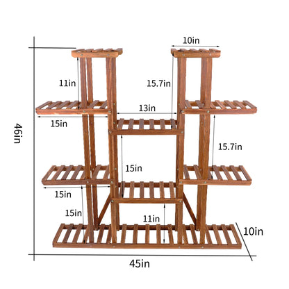 Portable Wooden Plant Shelf with Multiple Tiers and Height