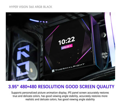 360mm ARGB Liquid CPU Cooler with Rotatable LCD