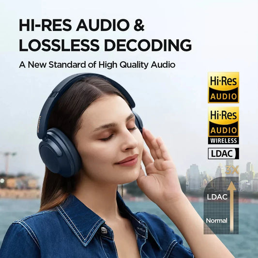 Rechargeable Wireless Headphones with Deep Bass and ANC Dark Grey