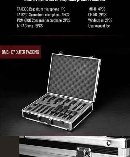 7-Piece Professional Drum Microphone Kit with Carry Case