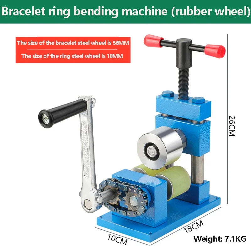 Hand Crank Ring Bender Tool with Rubber Rollers