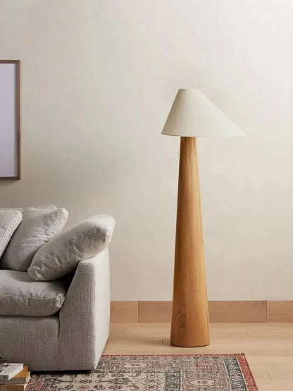 150cm Conical Oak Floor Lamp with Bright White Light