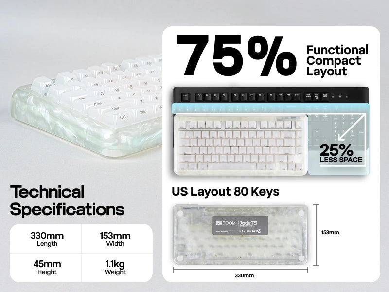 75% Wireless Mechanical Keyboard RGB Hot Swap QMK VIA