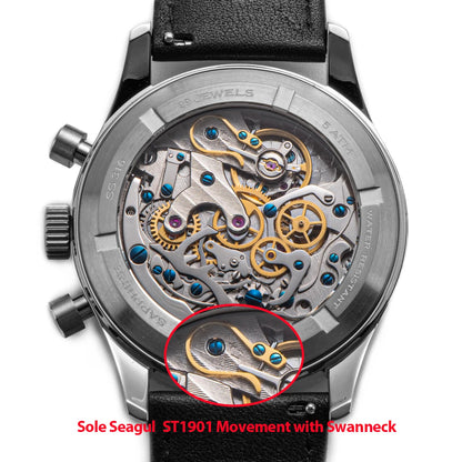 Mechanical Pilot Wristwatch with Luminous Blue Dial
