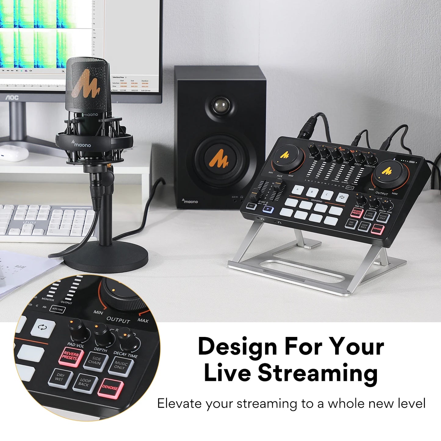Portable Audio Interface & DJ Mixer with Sound Effects