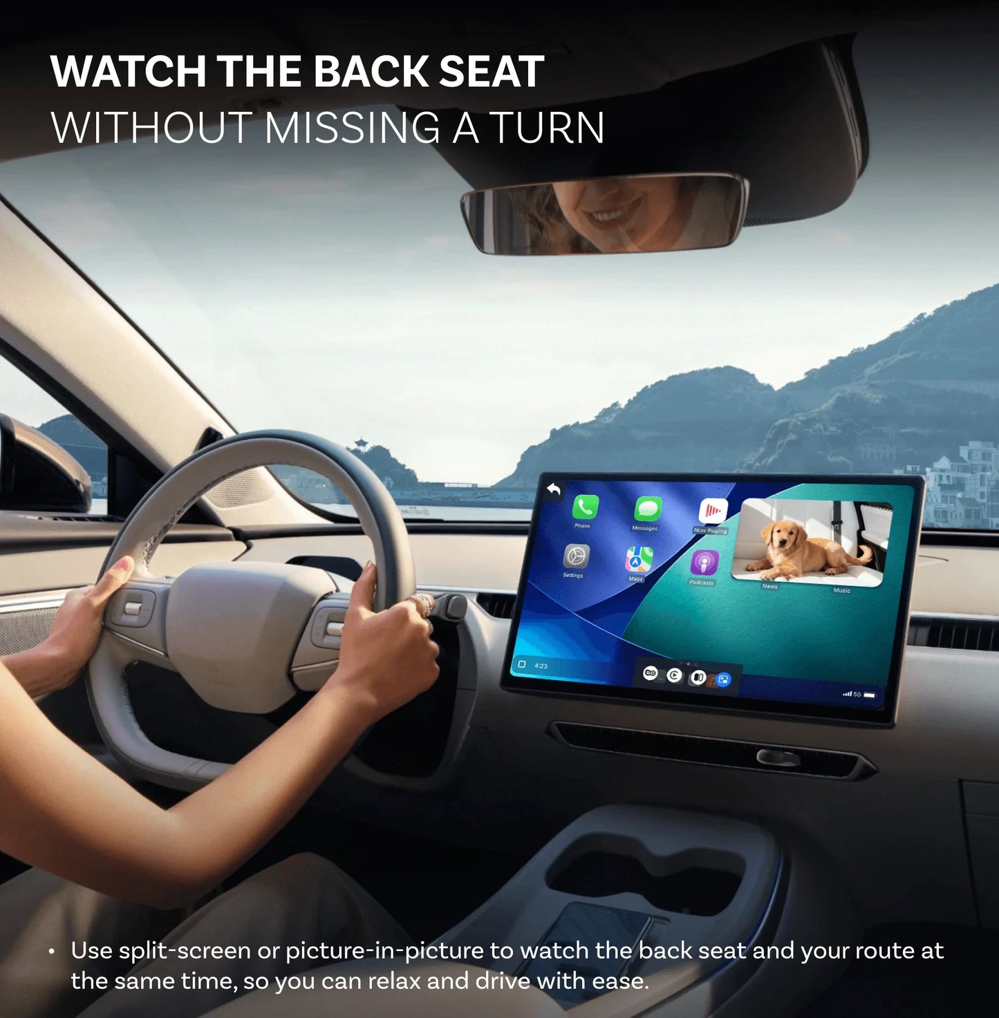 Smart Rear Seat Monitoring Camera with Wireless Car Play