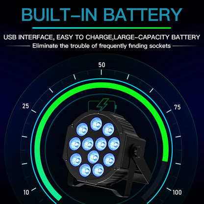 4PCS Battery LED Par Light RGBW DMX Stage Effect
