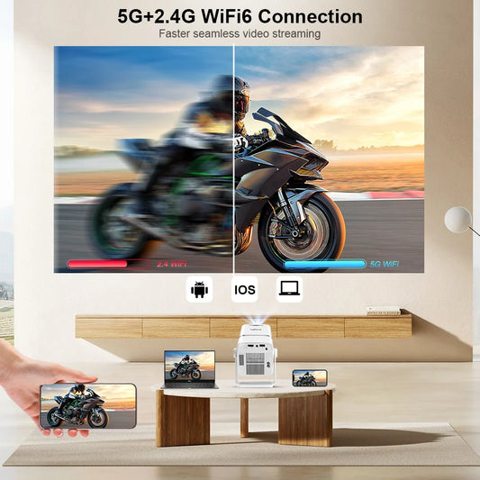 Portable 4K Smart Projector with Android WiFi