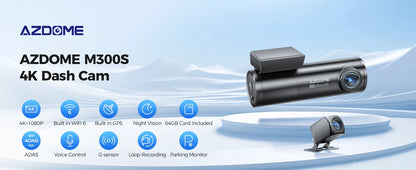 M300S 4K Dash Cam Front & Rear with GPS ADAS