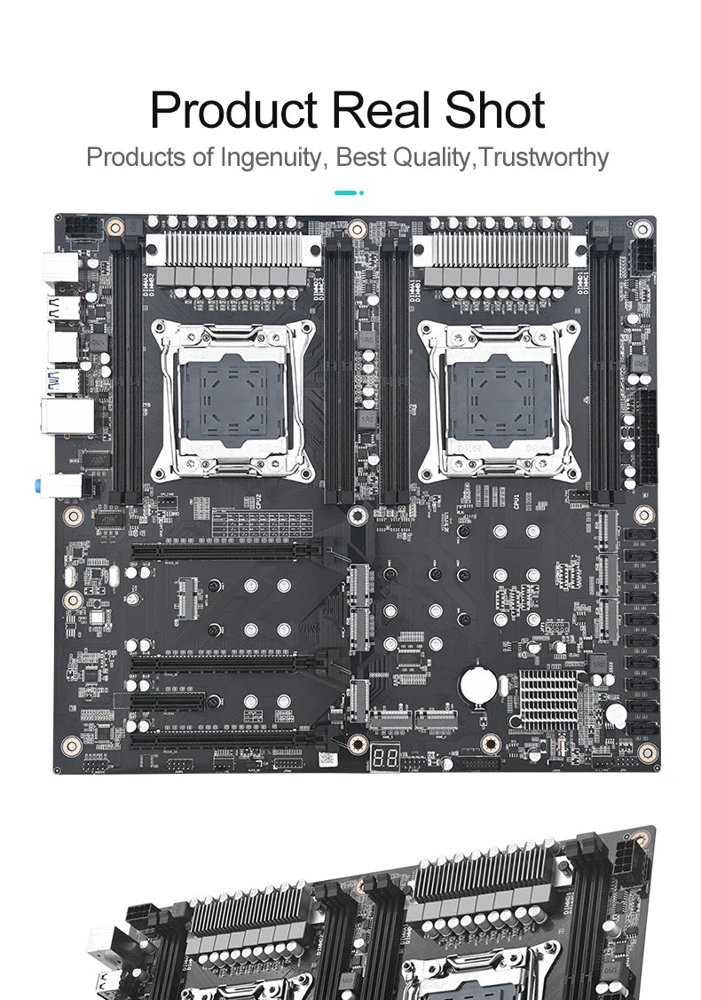 Dual LGA2011-3 X99 Motherboard 10 SATA 8 M.2 NVMe