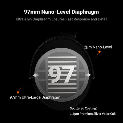 Wired Open Back Planar Magnetic Headphones 97mm Diaphragm