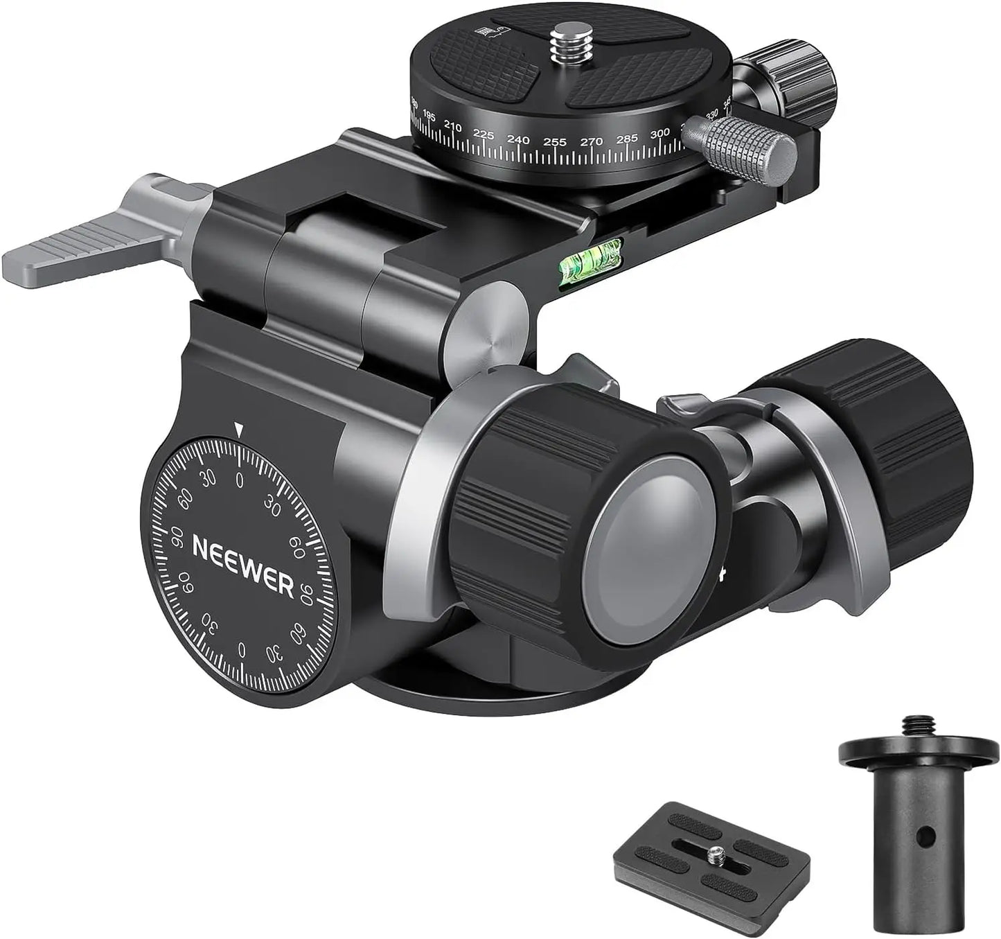 2-Way Geared Tripod Head with Micro Adjustment