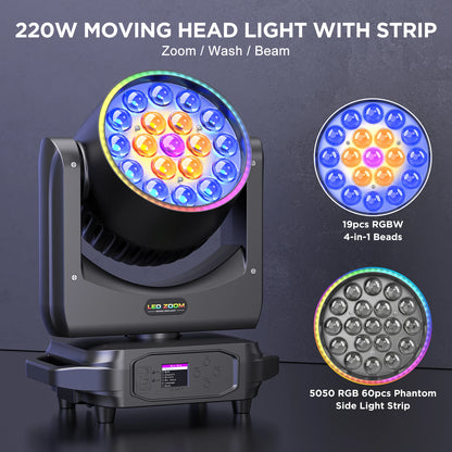 2 Pack 220W Moving Head Stage Lights RGBW LED