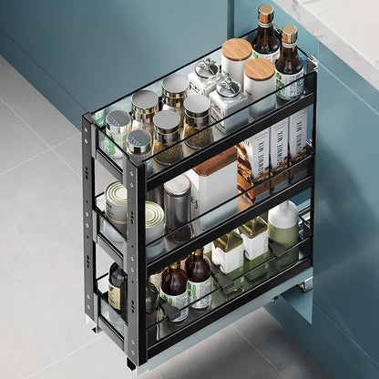 Black 2 Tier Kitchen Spice Shelf Storage Rack
