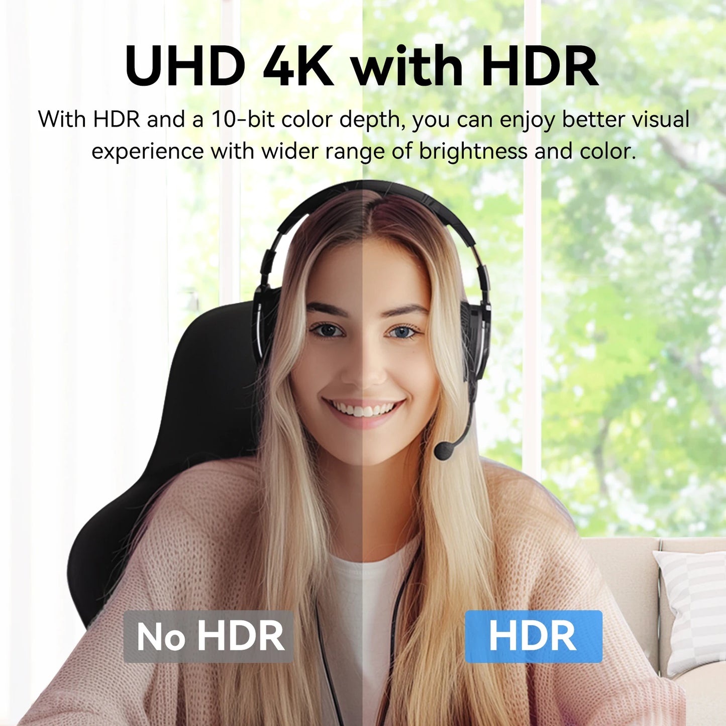 4K USB Webcam HDR Dual Noise Cancelling Microphones