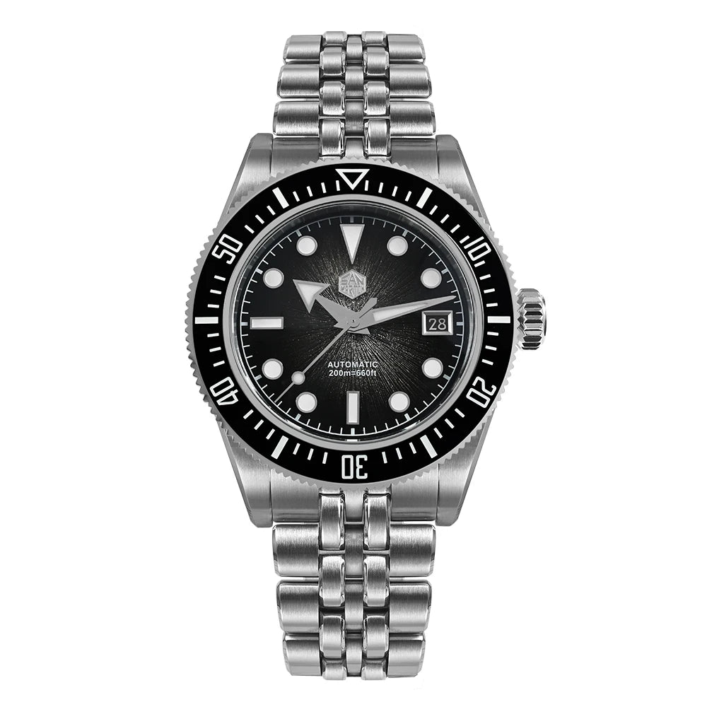 40mm Men's Luxury Diver Watch 200m Waterproof Gray Dial