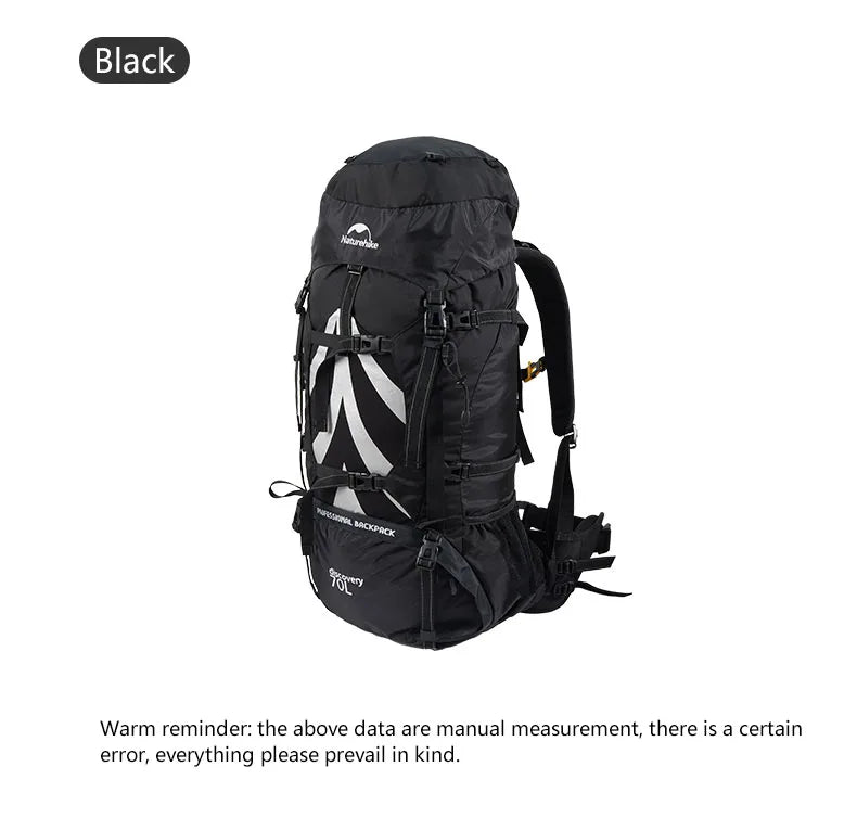 Black 70L Travel & Hiking Backpack with Support