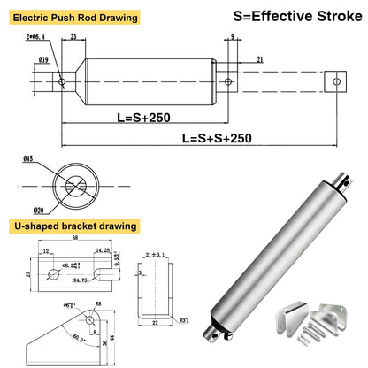 500mm Stroke Electric Linear Actuator 10N 12V Compact