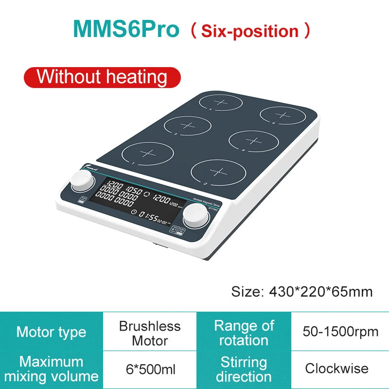 Multi-Station 6 Cup Magnetic Lab Stirrer Heating Plate