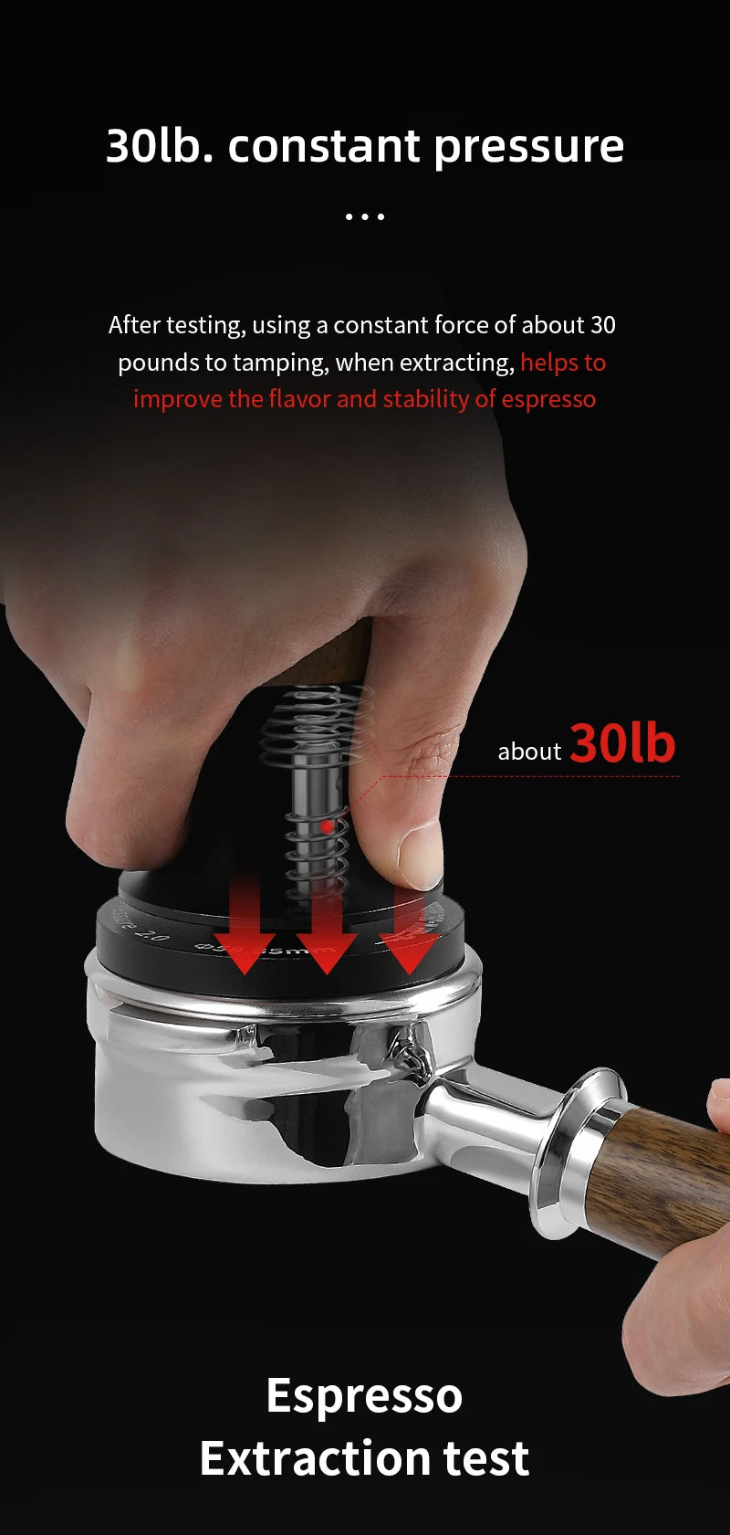 58.35mm Spring Loaded Coffee Tamper Flat Base