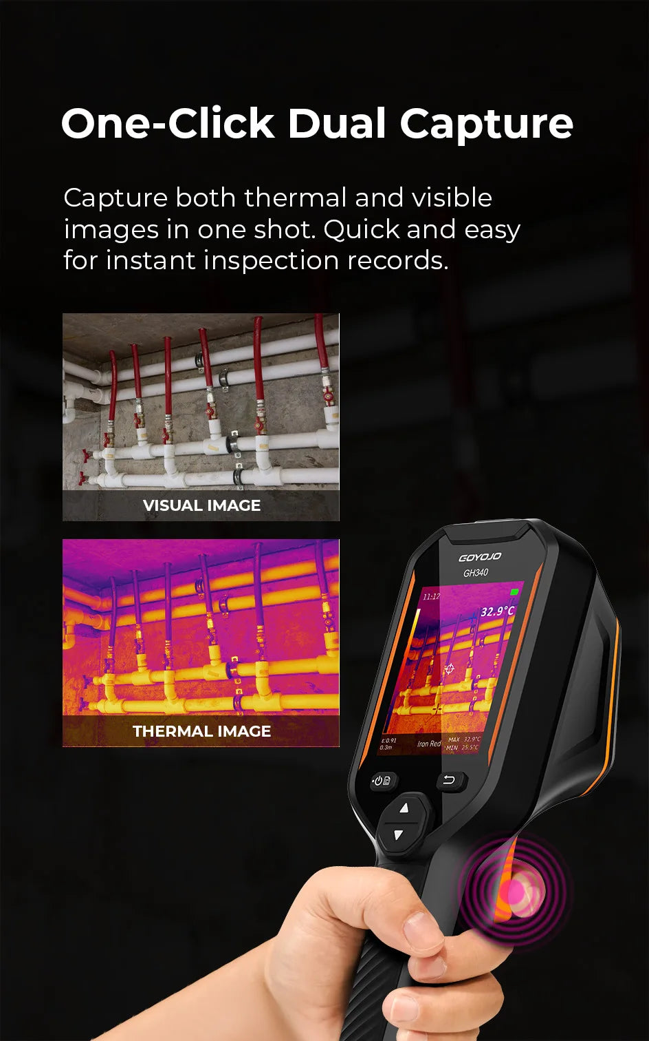 256x192 Thermal Imaging Camera for Home Inspection
