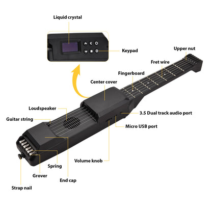 Portable Smart Electric Guitar 7 Frets MIDI Black