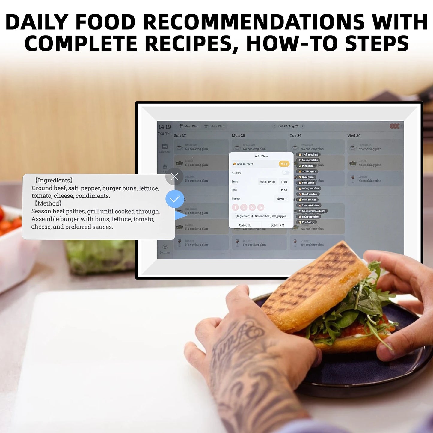 3 in 1 Digital Family Calendar with Photo Display 15.6"