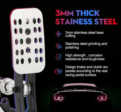 Adjustable Pressure Pedal Set for PC Racing Simulators