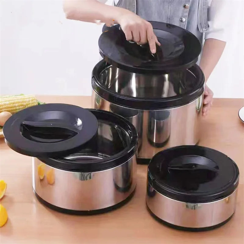 Stainless Steel Fresh-Keeping Pot Set 2L–8L Black