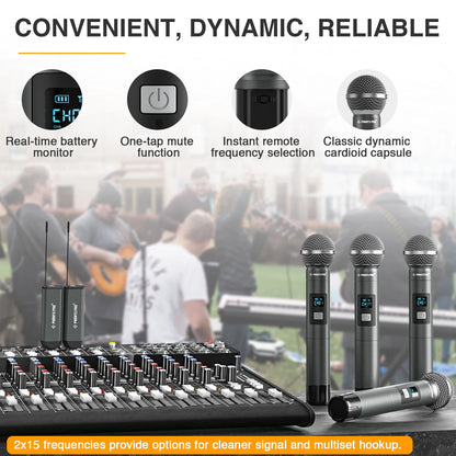 Professional 900MHz Handheld Wireless Microphone for Church