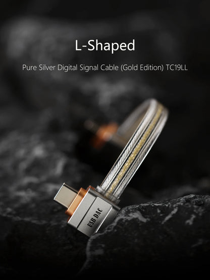 USB-C OTG Cable Pure Silver L-Shaped DAC Audio Cable