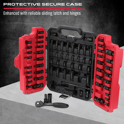 73-Piece Master Impact Socket Set Deep Shallow SAE Metric