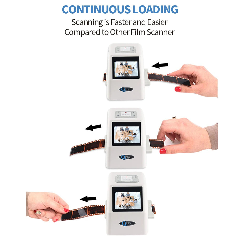 White Portable Film Scanner 16GB SD Card LCD Display