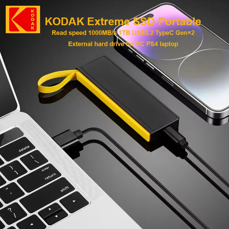 KODAK High-Speed 1TB USB 3.2 Flash SSD Portable Storage