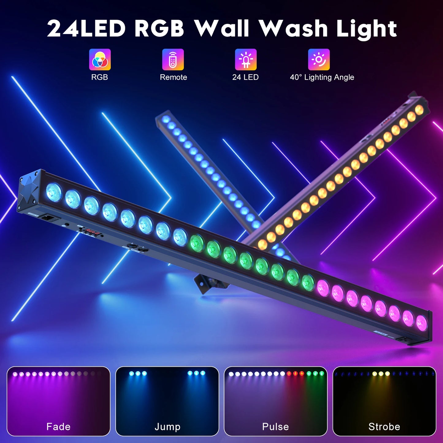 RGB LED Wall Wash Light Bars 2 Pack for Parties