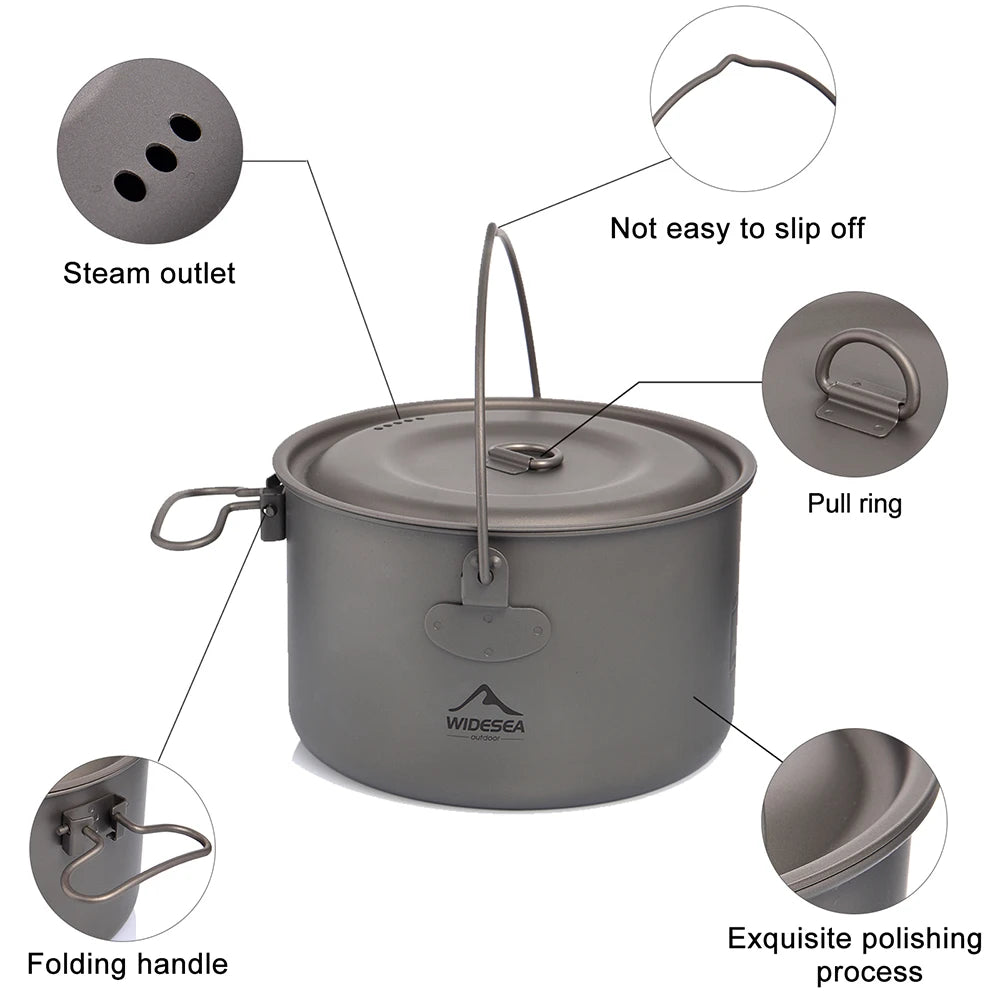 Lightweight Titanium Outdoor Cookware Set for Camping Travel