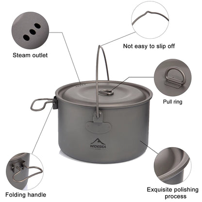 Lightweight Titanium Outdoor Cookware Set for Camping Travel