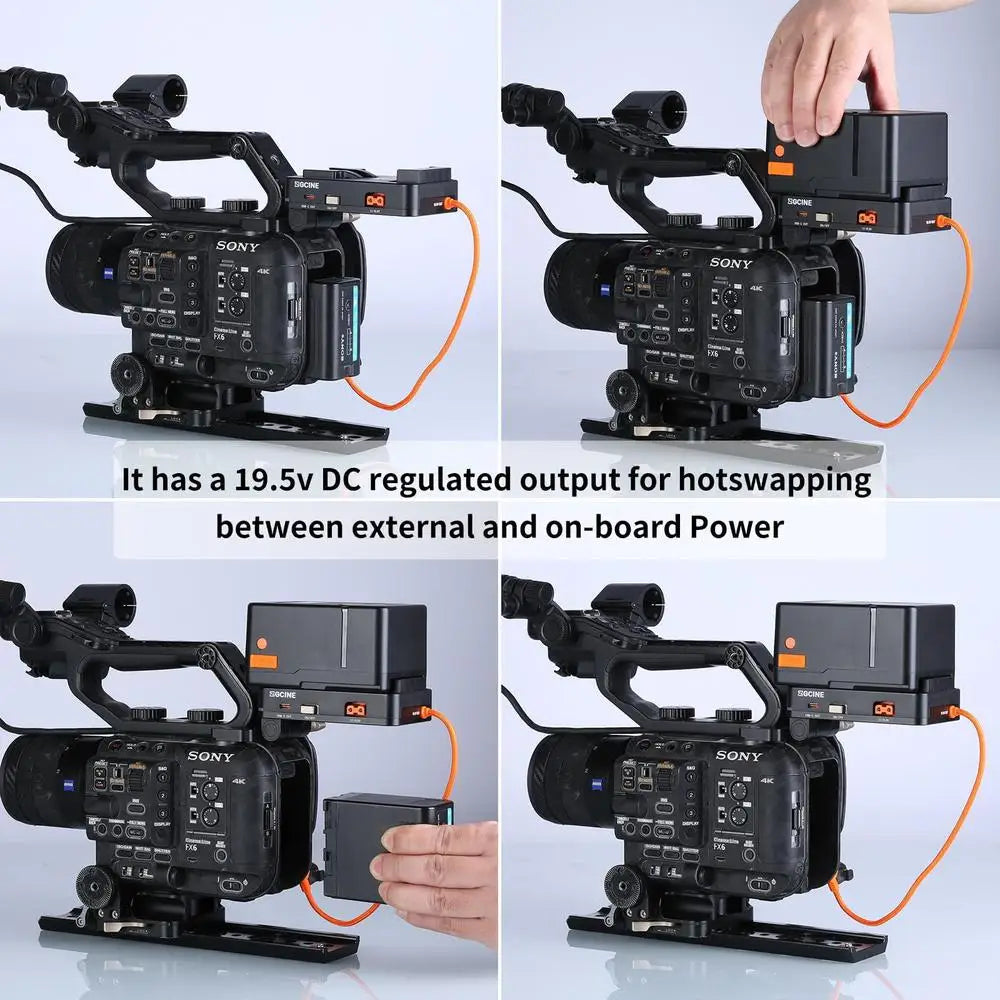 V-Mount Battery Plate Hot Swap USB-C PD D-Tap FX6