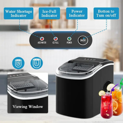 Ice Maker Machine Ice Cube Tray 12KG Bar Countertop Black