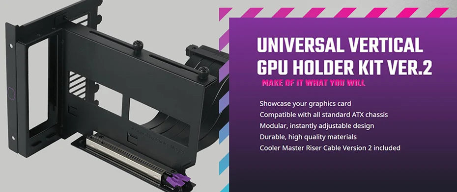 PCIe 4.0 Vertical GPU Mount Bracket with 300mm Riser Cable
