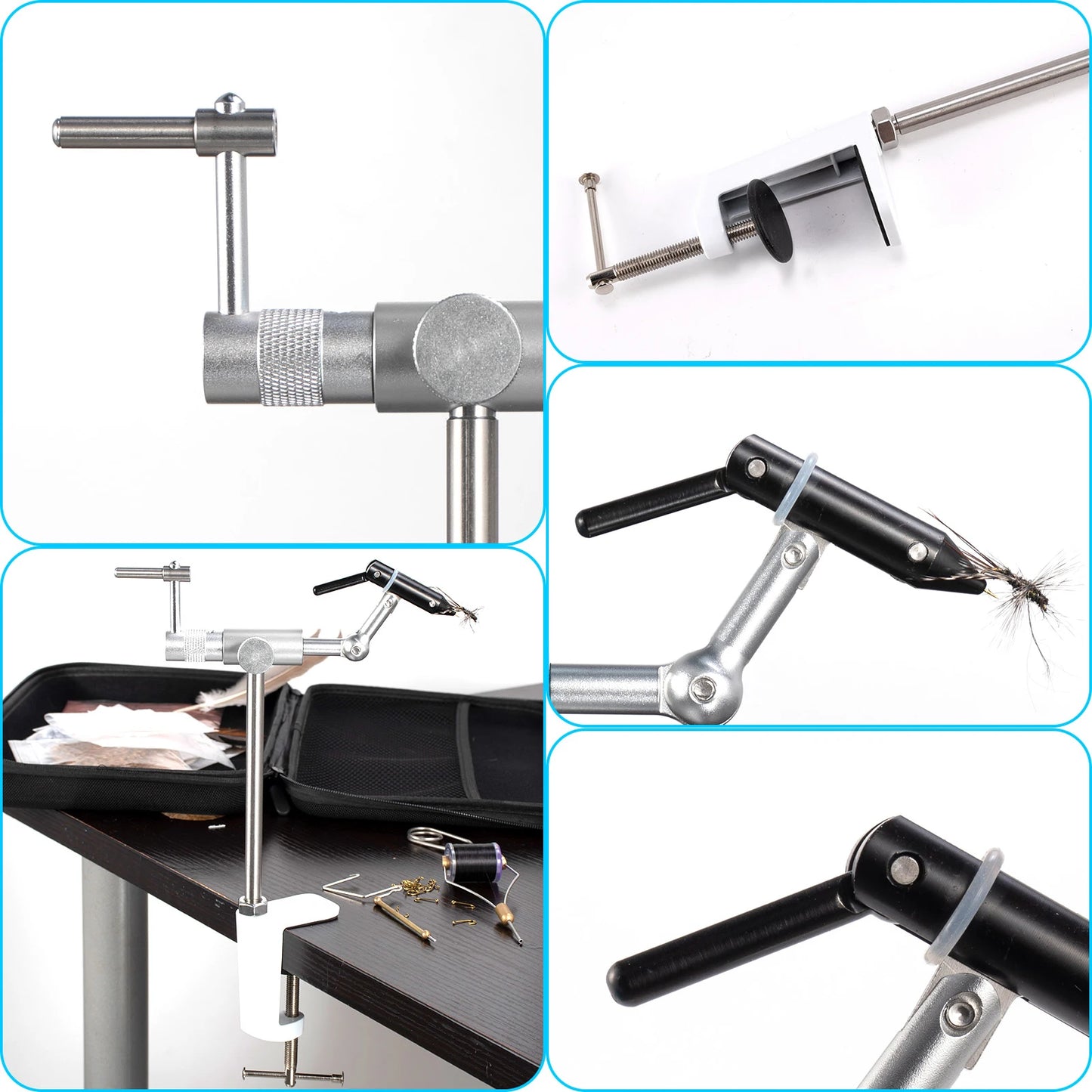 Portable Stainless Steel Fly Tying Vise Clamp Base Set