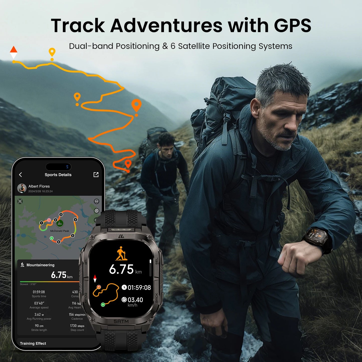 Rechargeable Tactical Smartwatch GPS & Military Grade