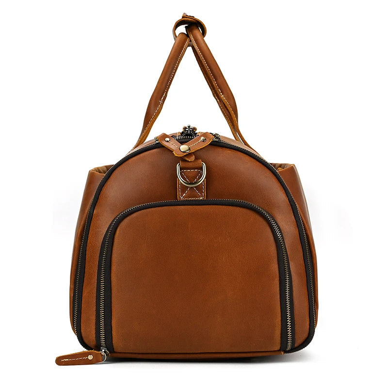 Business Leather Suit Bag with Organizer Brown