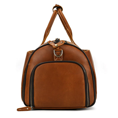 Business Leather Suit Bag with Organizer Brown