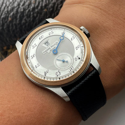 Men’s Vintage Jump Hour Automatic Watch Salmon Dial White