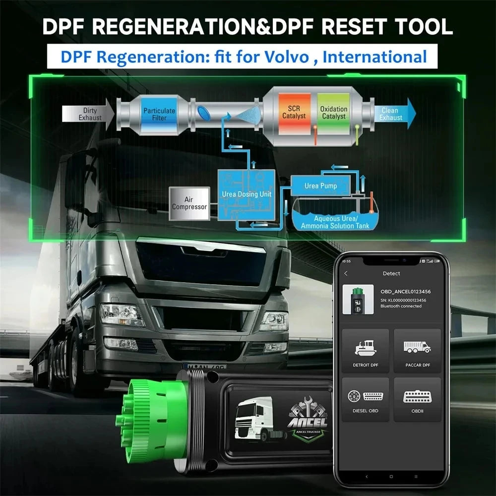 Heavy Duty Truck Diagnostic Scanner Bluetooth OBD2 DPF Regen