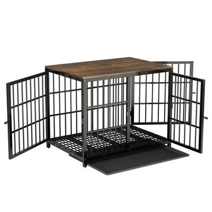 Heavy Duty Furniture Style Dog Crate Black Medium Size